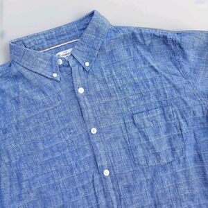 Weatherproof Vintage Washable Linen Button Down‎ Shirt XXL Blue Plaid Mens